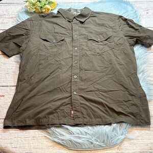 KUHL Response Olive Green Check Pattern Button Up Shirt sz L